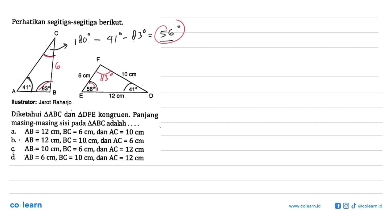 Perhatikan segitiga-segitiga berikut. Diketahui segitiga