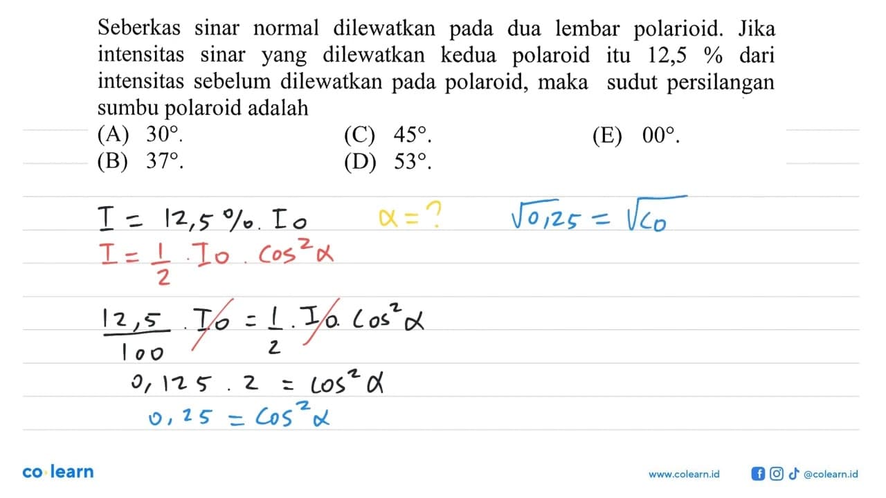 Seberkas sinar normal dilewatkan pada dua lembar polarioid.