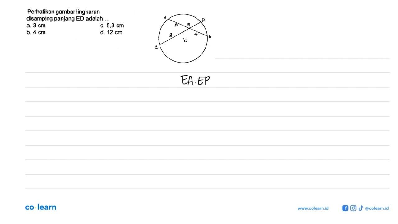 Perhatikan gambar lingkaran disamping panjang ED