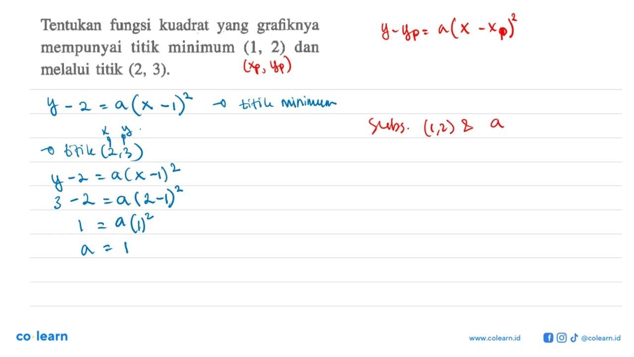 Tentukan fungsi kuadrat yang grafiknya mempunyai titik