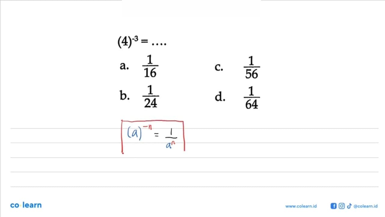 (4)^(-3) = ....