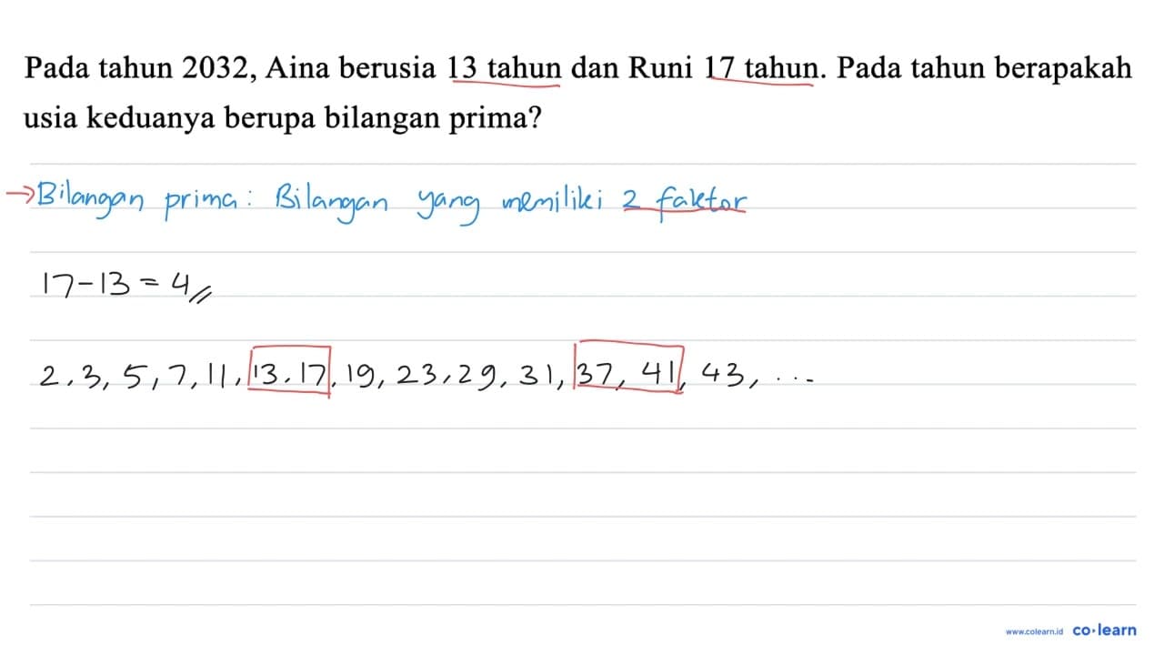 Pada tahun 2032, Aina berusia 13 tahun dan Runi 17 tahun.