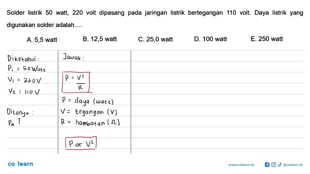 Solder listrik 50 watt, 220 volt dipasang pada jaringan