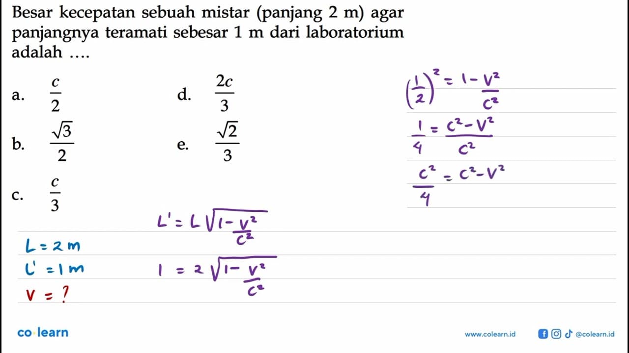 Besar kecepatan sebuah mistar (panjang 2 m) agar panjangnya