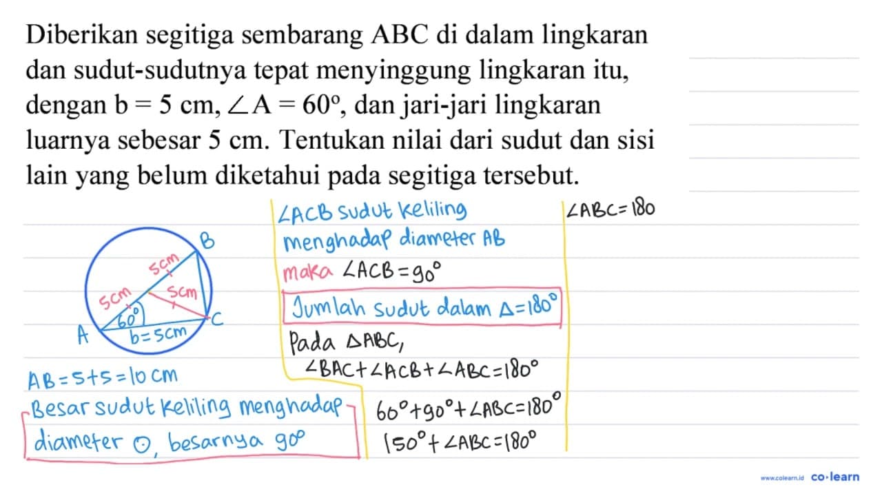 Diberikan segitiga sembarang ABC di dalam lingkaran dan