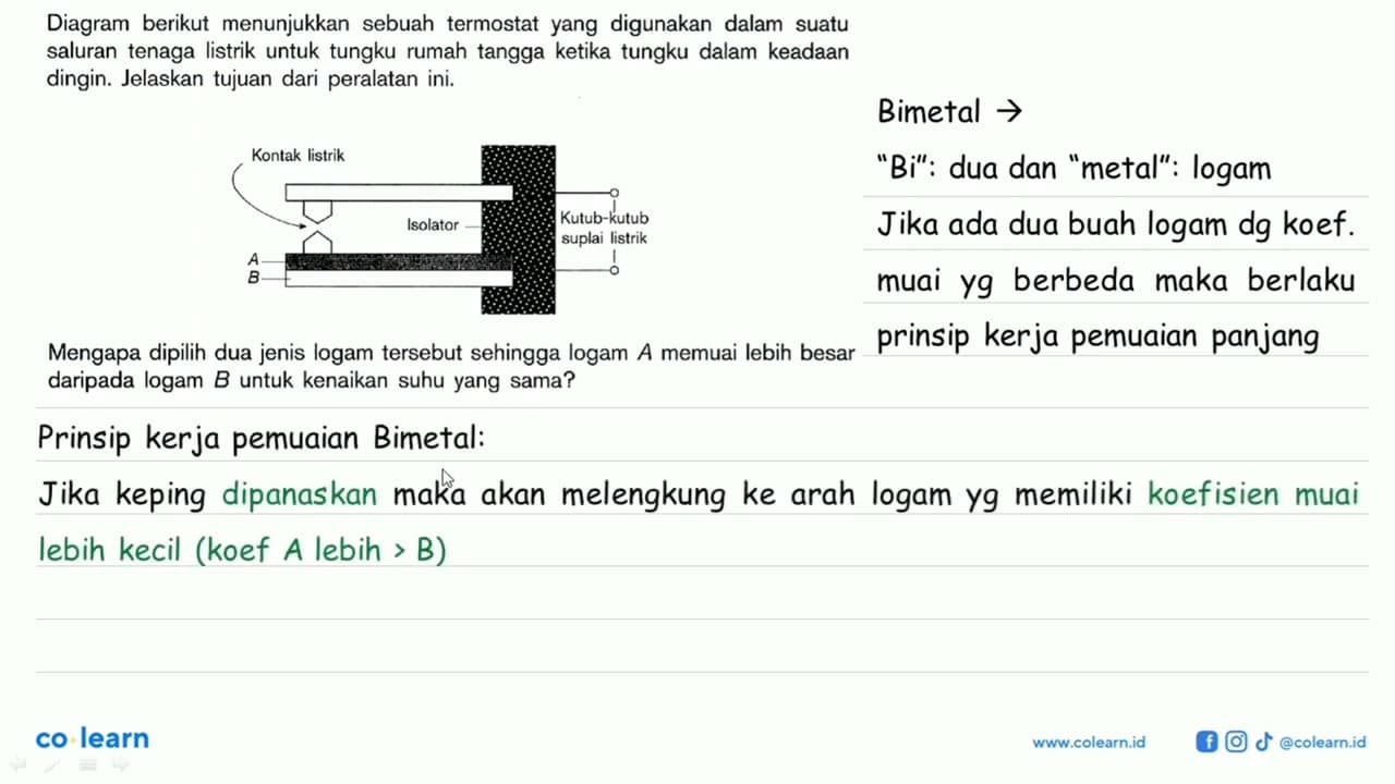 Diagram berikut menunjukkan sebuah termostat yang digunakan