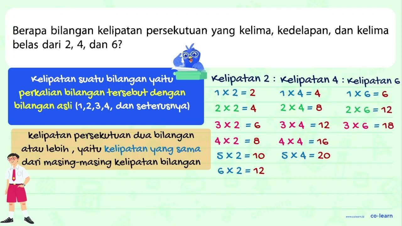 Berapa bilangan kelipatan persekutuan yang kelima,