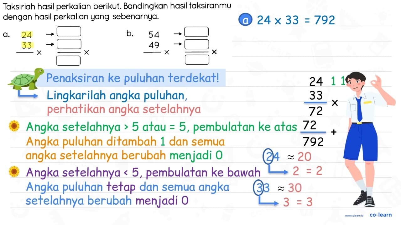 Taksirlah hasil perkalian berikut. Bandingkan hasil