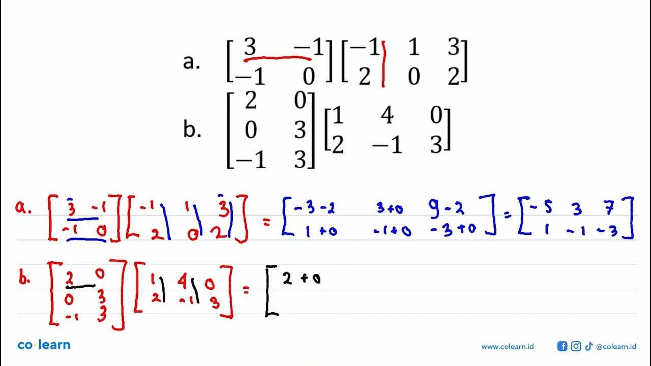 a. [3 -1 -1 0] [c-1 1 3 2 0 2] b. [2 0 0 3 -1 3] [c1 4 0 2