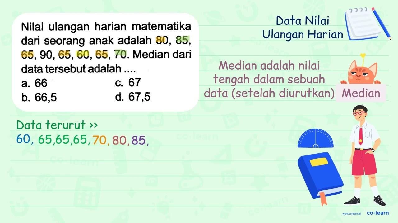 Nilai ulangan harian matematika dari seorang anak adalah