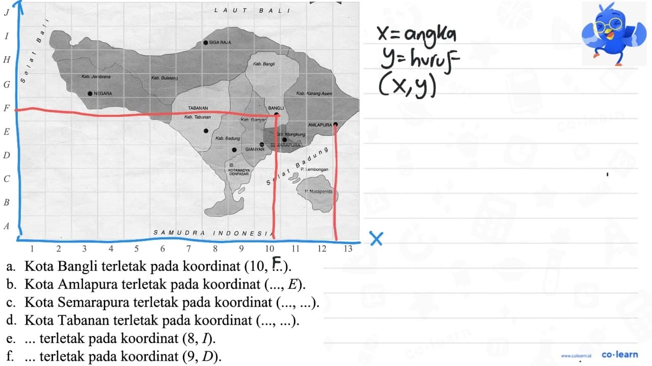 Kota Bangli terletak pada koordinat (10, a. Amlapura