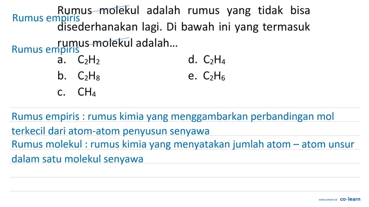 Rumus molekul adalah rumus yang tidak bisa disederhanakan