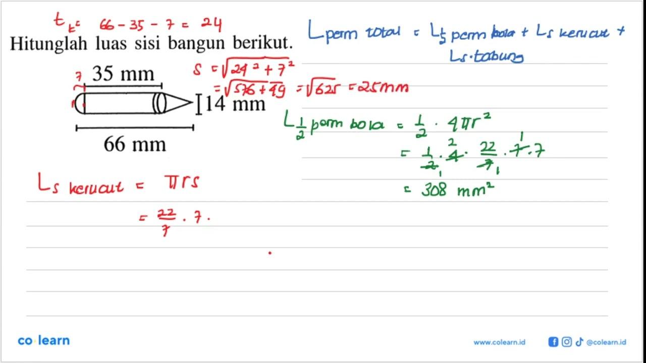 Hitunglah luas sisi bangun berikut. 35 mm 14 mm 66 mm