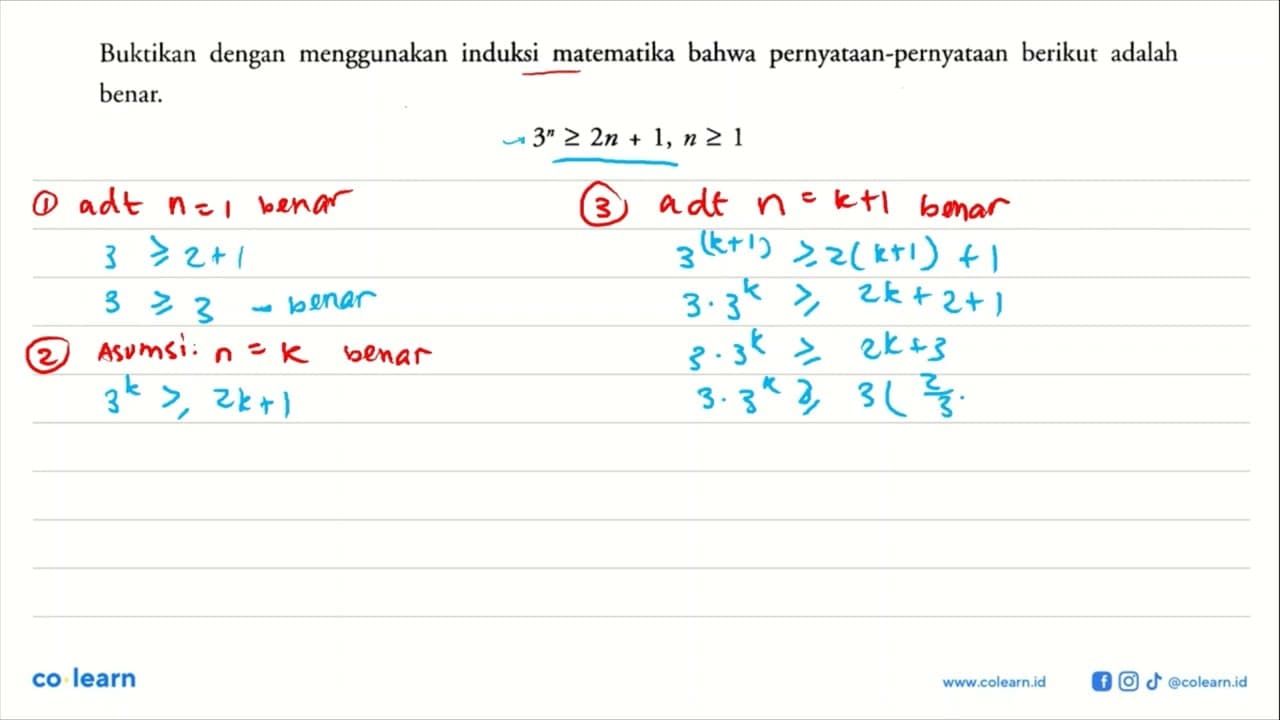 Buktikan dengan menggunkan induksi matematika bahwa