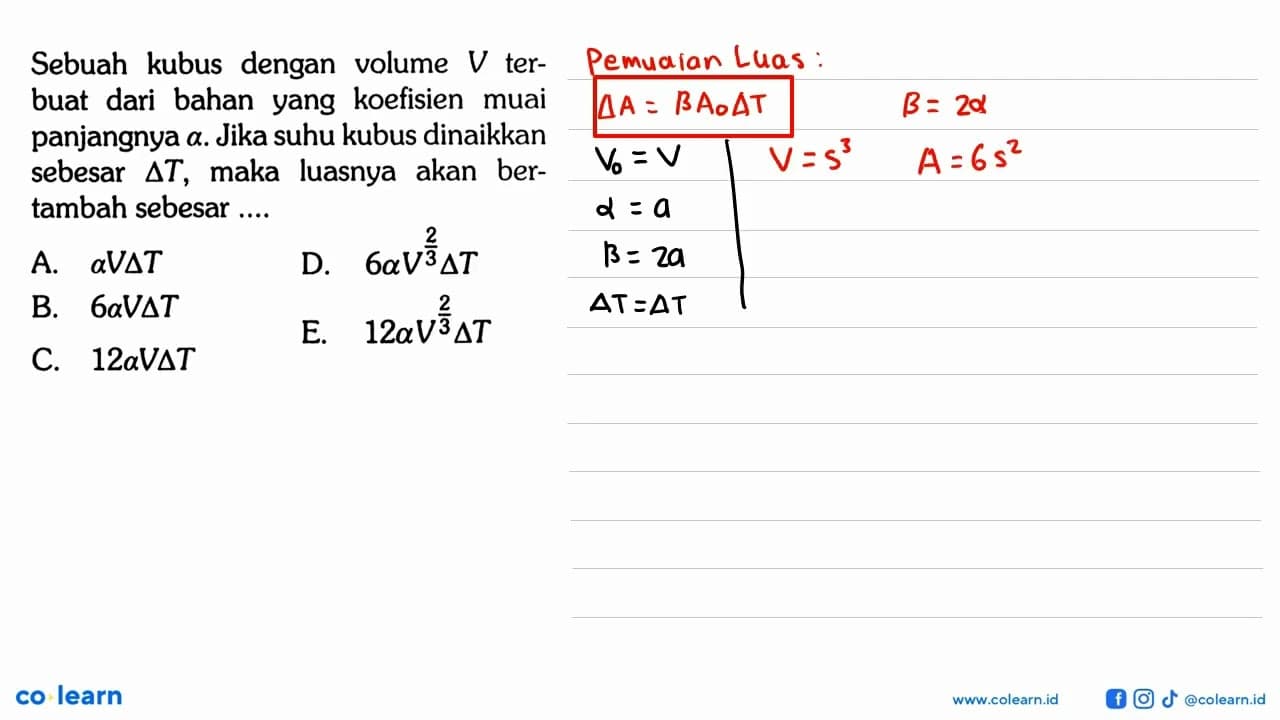 Sebuah kubus dengan volume V terbuat dari bahan yang