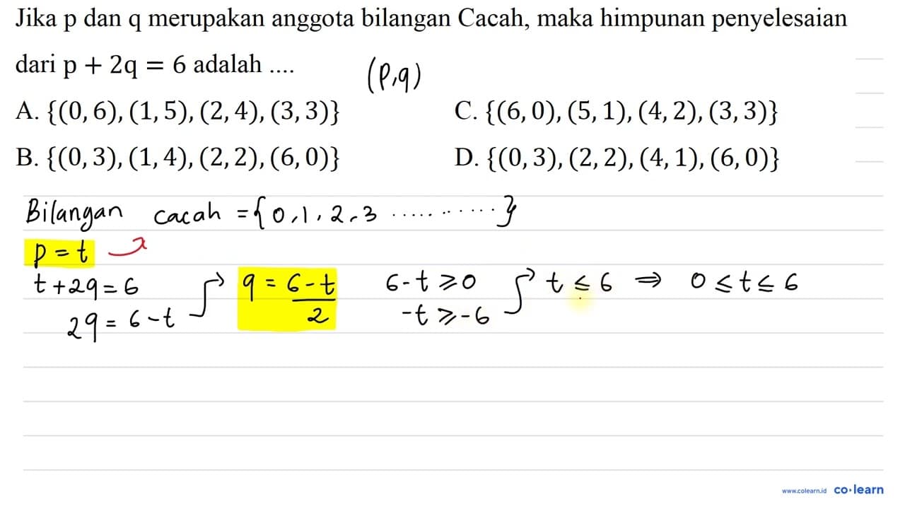 Jika p dan q merupakan anggota bilangan Cacah, maka