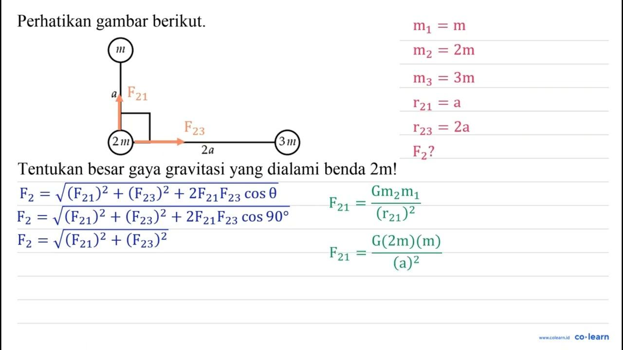 Perhatikan gambar berikut. m a 2 m 2 a 3 m Tentukan besar