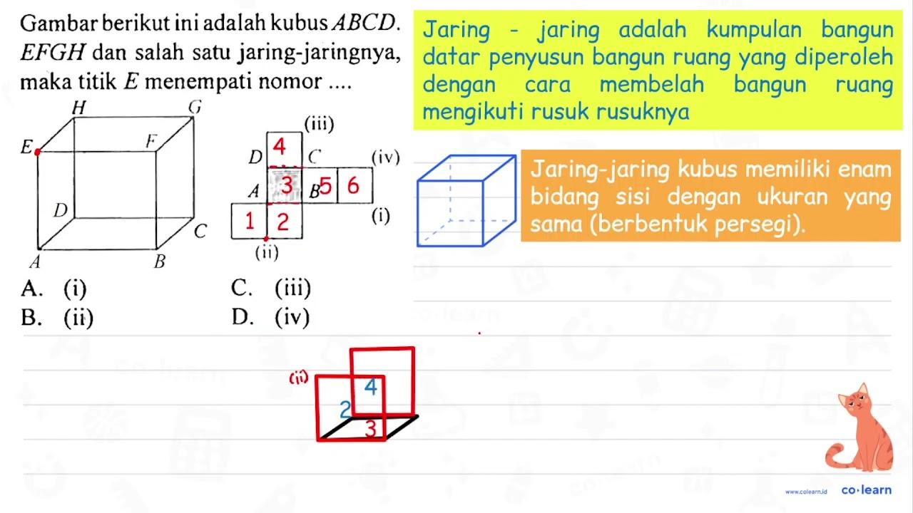 Gambar berikut ini adalah kubus ABCD.EFGH dan salah satu