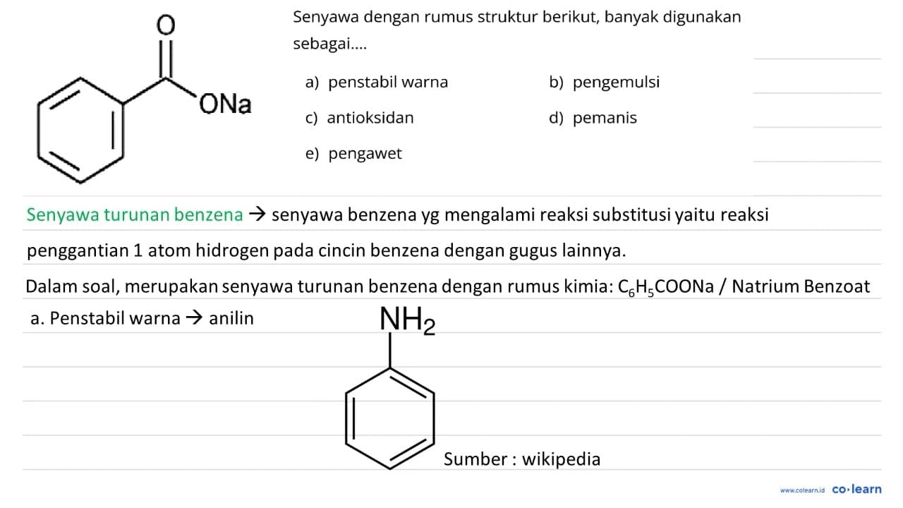 O ONa Senyawa dengan rumus struktur berikut, banyak