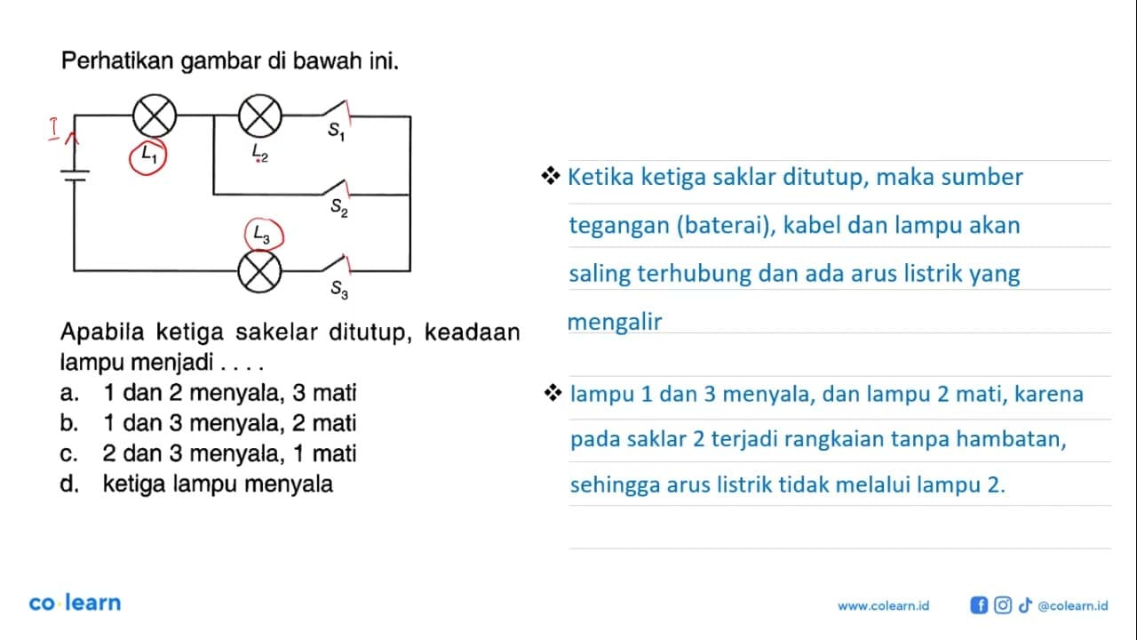 Perhatikan gambar di bawah ini. S1 S2 S3 L1 L2 L3 Apabila