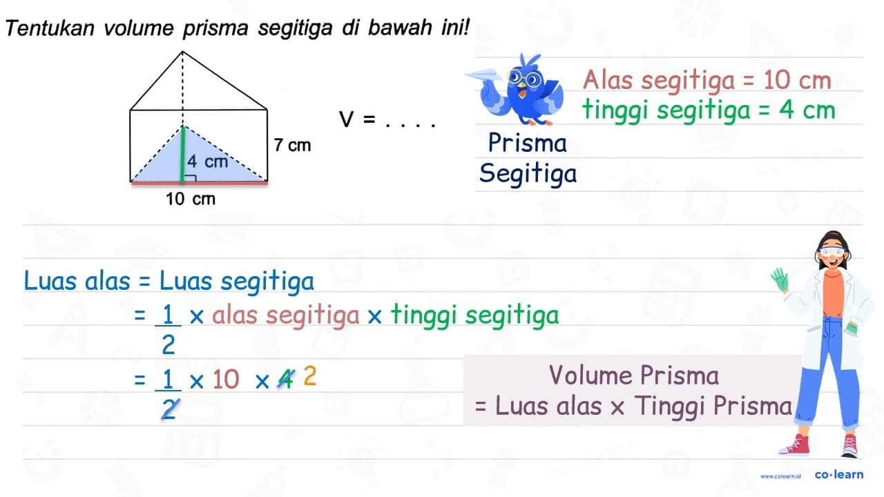 Tentukan volume prisma segitiga di bawah ini!