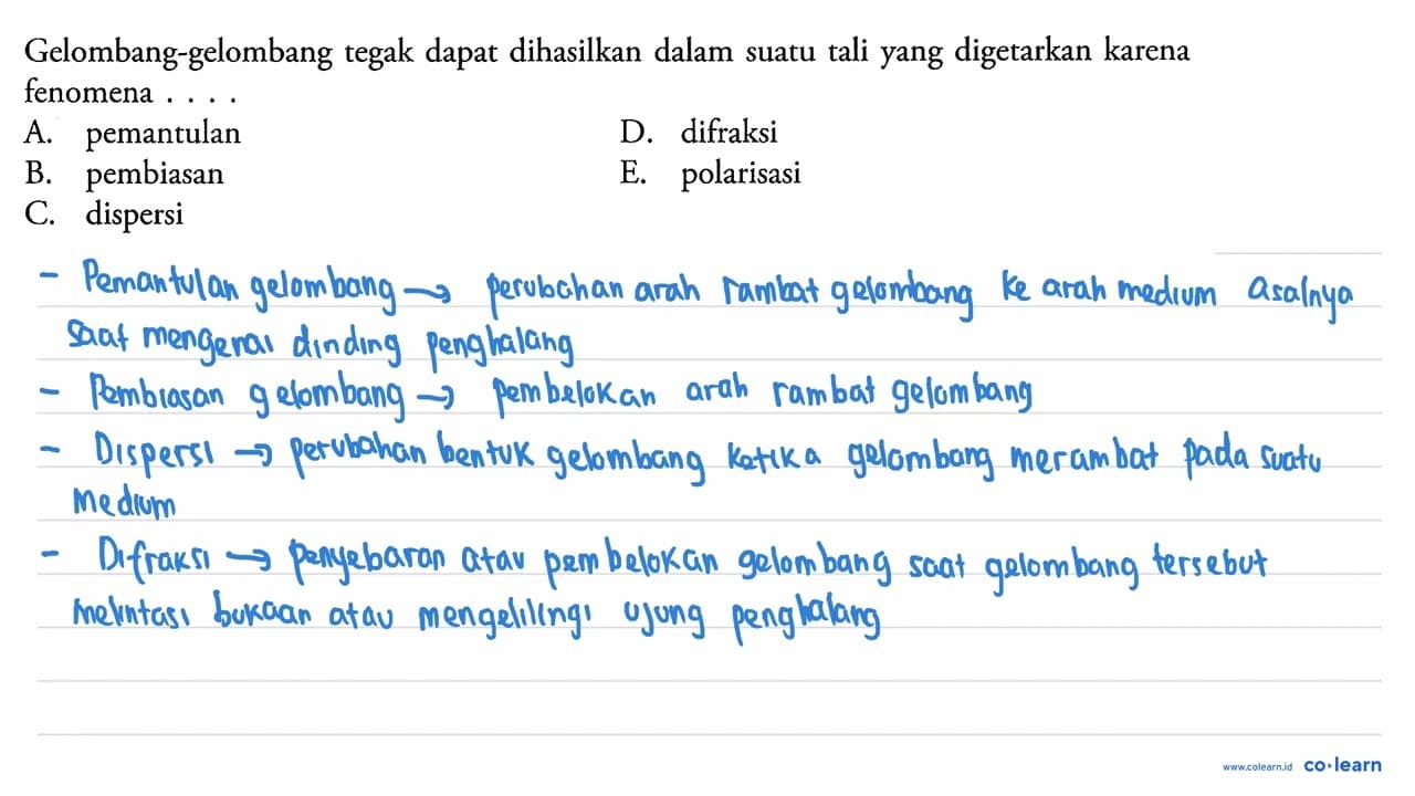 Gelombang-gelombang tegak dapat dihasilkan dalam suatu tali