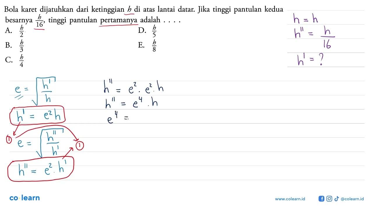 Bola karet dijatuhkan dari ketinggian h di atas lantai