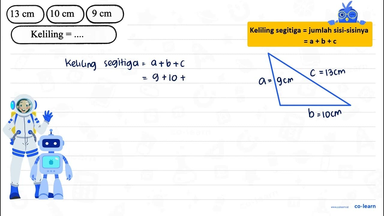 13 cm 10 cm 9 cm Keliling =...