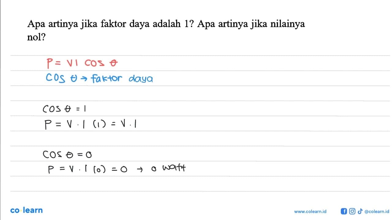 Apa artinya jika faktor daya adalah 1? Apa artinya jika