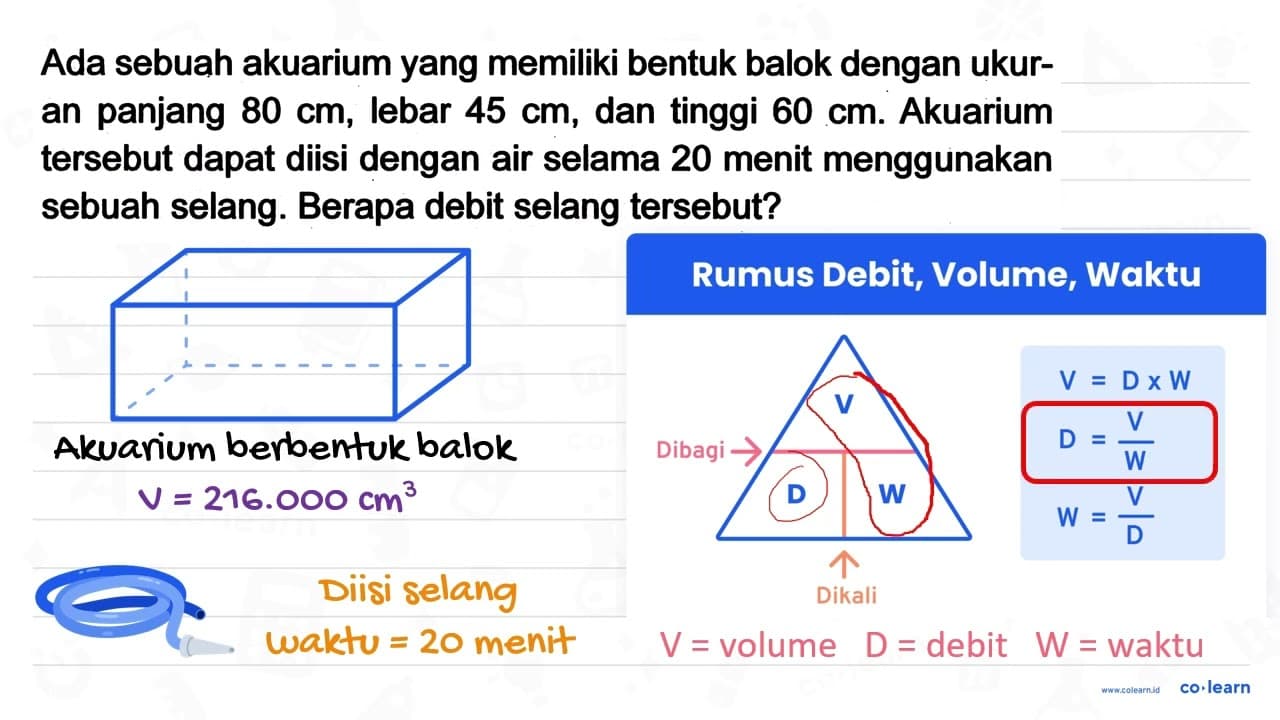 Ada sebuah akuarium yang memiliki bentuk balok dengan