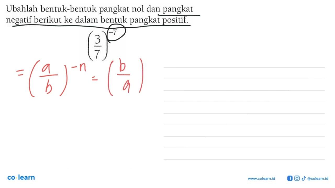 Ubahlah bentuk-bentuk nol dan pangkat pangkat negatif