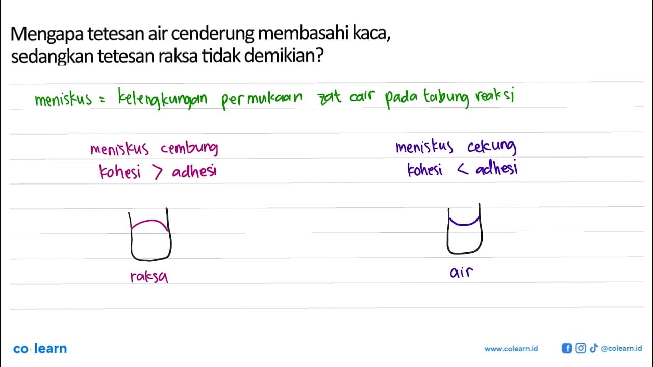 Mengapa tetesan air cenderung membasahi kaca, sedangkan