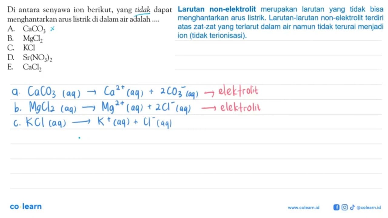 Di antara senyawa ion berikut, yang tidak dapat