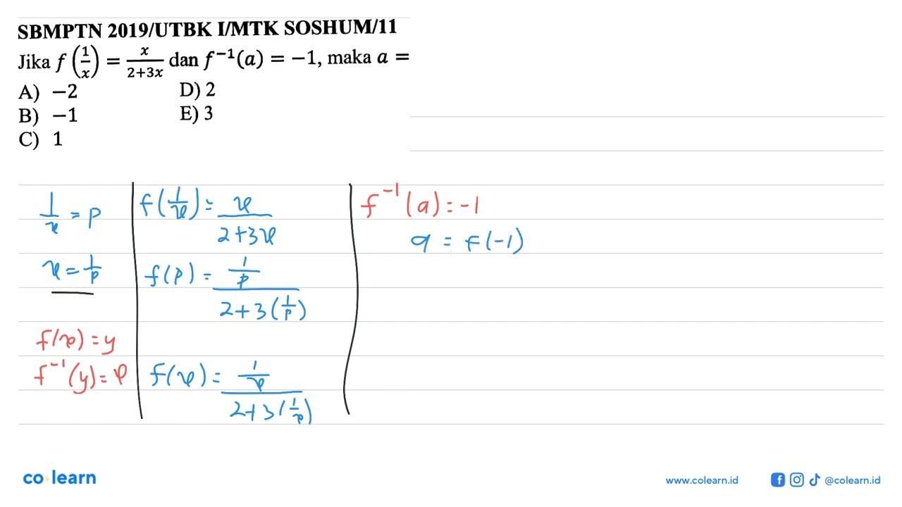 SBMPTN 2019/UTBK I/MTK SOSHUM/11 Jika f(1/x)=x/2+3x dan