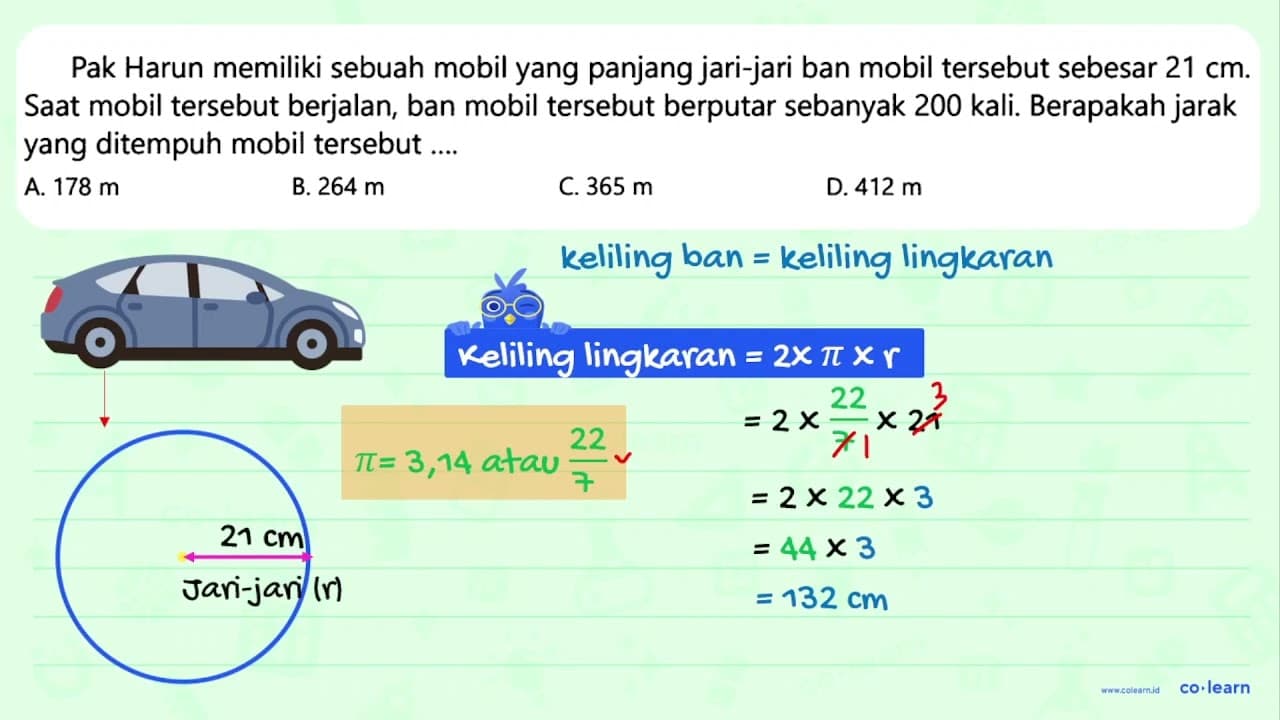 Pak Harun memiliki sebuah mobil yang panjang jari-jari ban