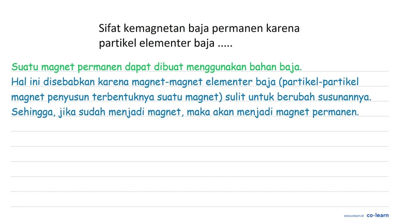 Sifat kemagnetan baja permanen karena partikel elementer