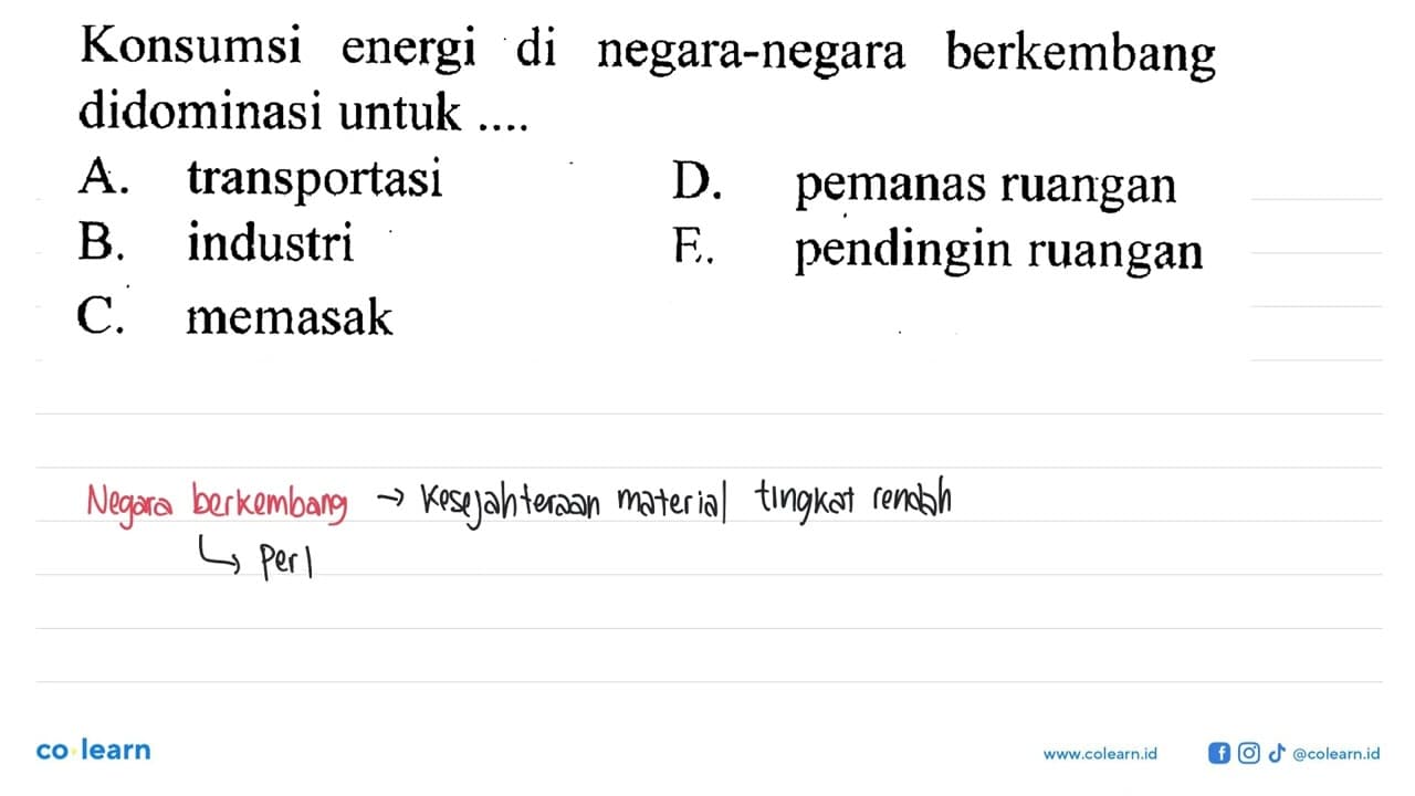 Konsumsi energi di negara-negara berkembang didominasi