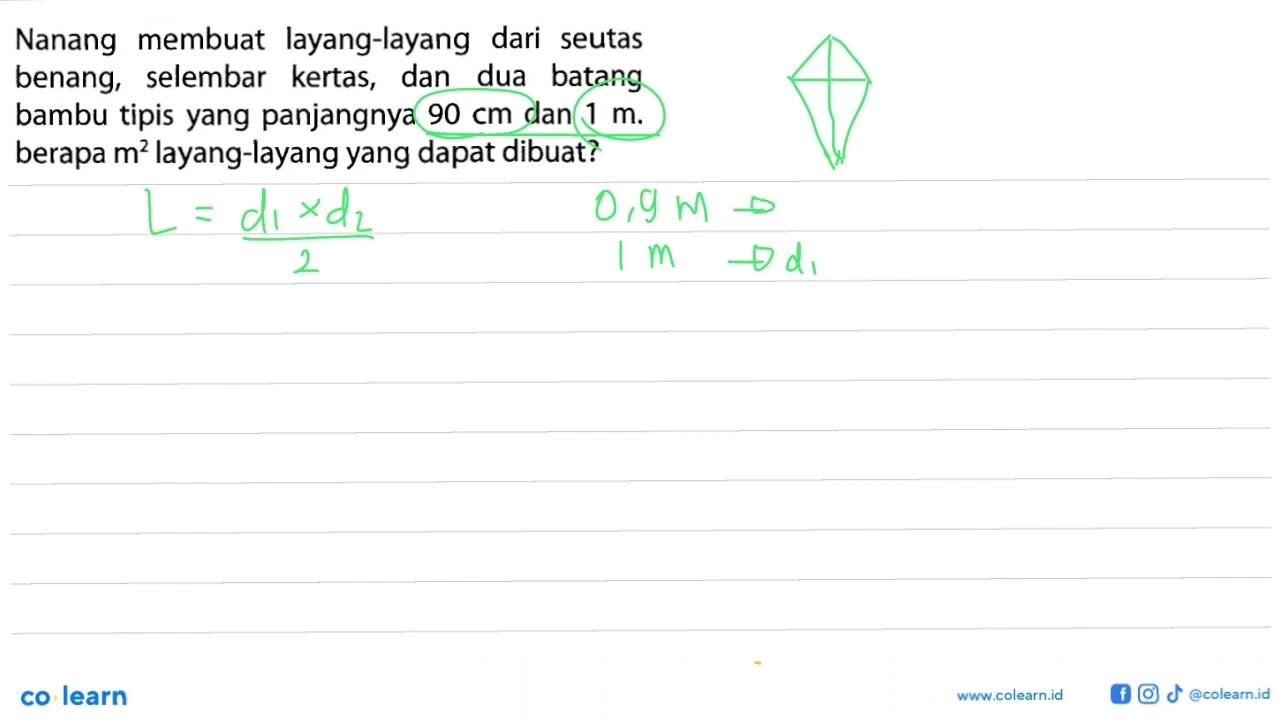 Nanang membuat layang-layang dari seutas benang, selembar