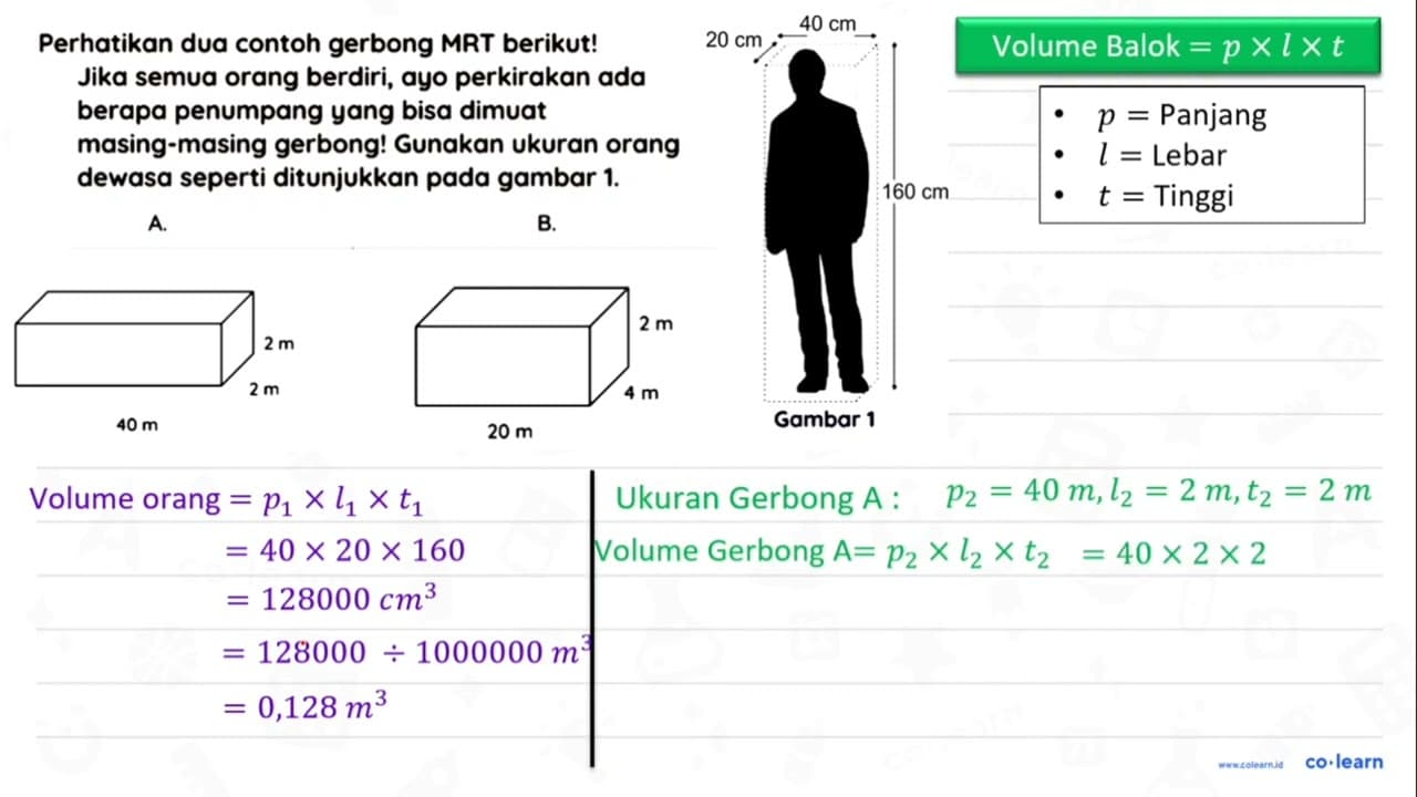 Perhatikan dua contoh gerbong MRT berikut! Jika semua orang