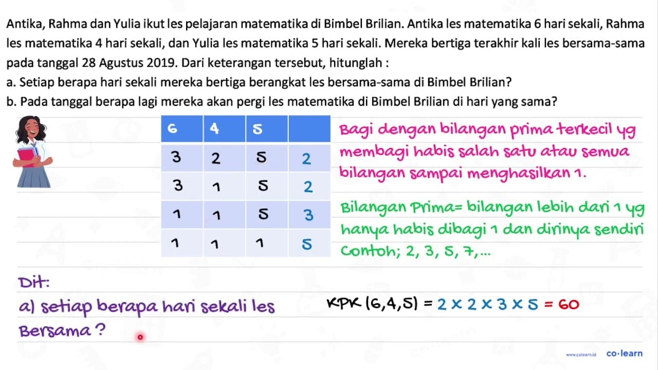 Antika, Rahma dan Yulia ikut les pelajaran matematika di