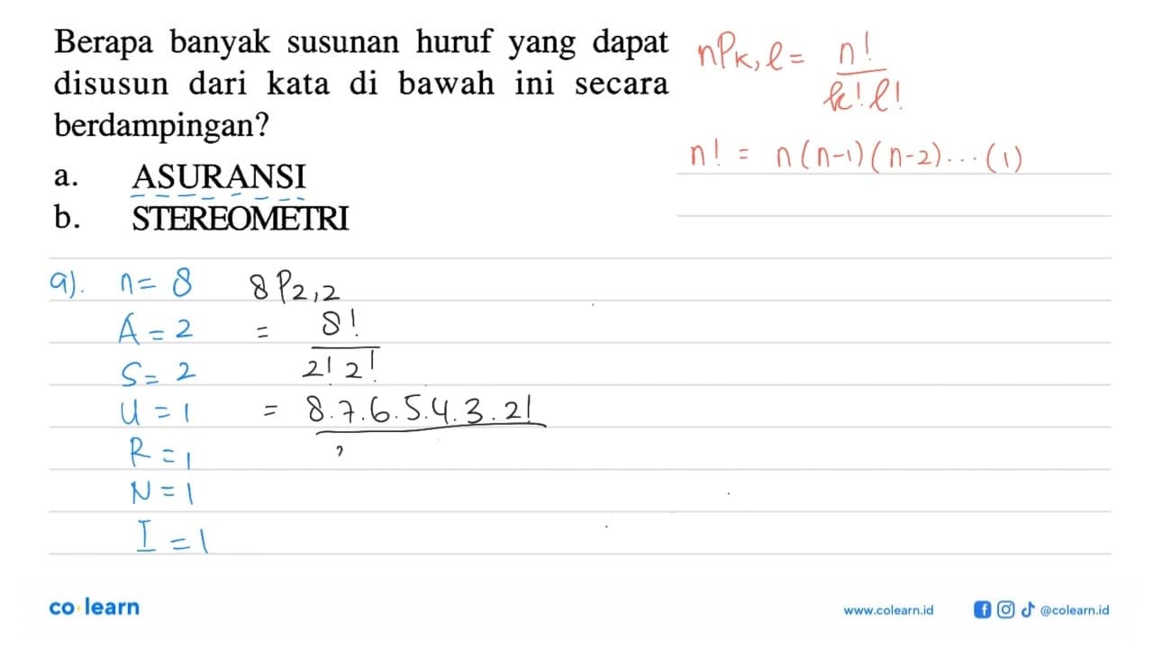 Berapa banyak susunan huruf yang dapat disusun dari kata di