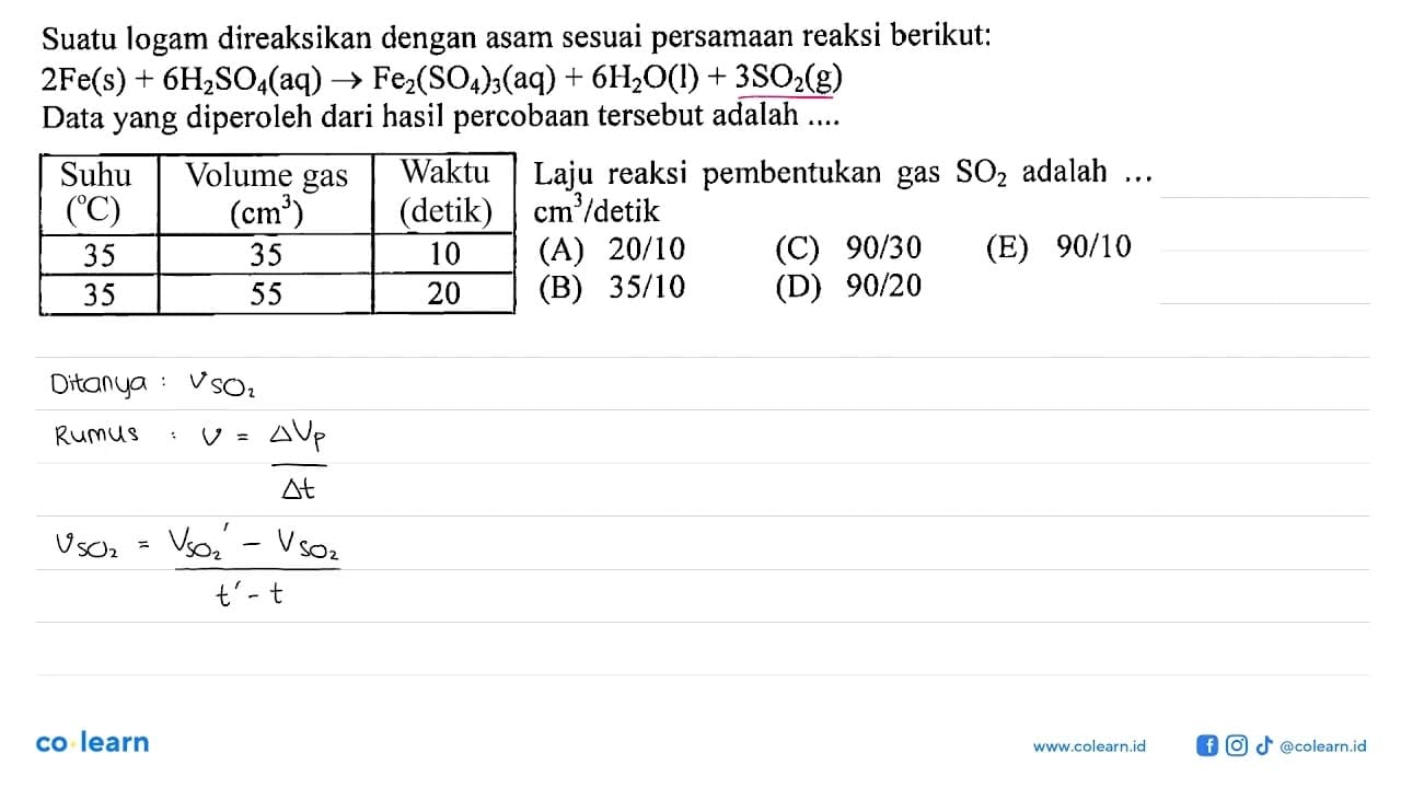 Suatu logam direaksikan dengan asam sesuai persamaan reaksi