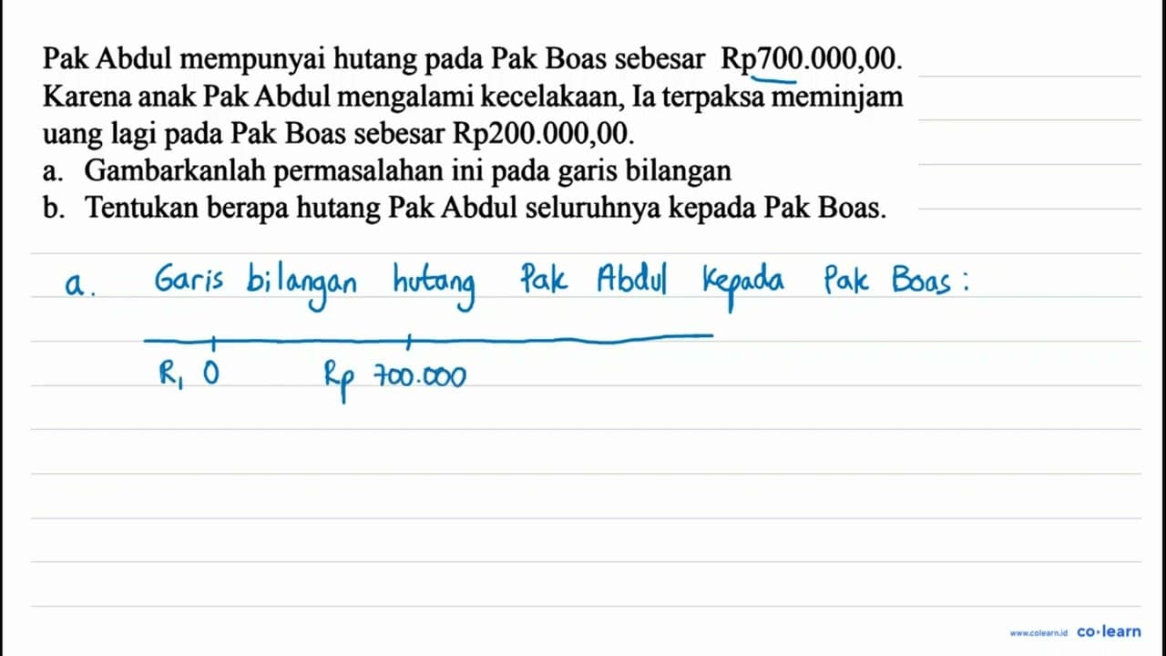 Pak Abdul mempunyai hutang pada Pak Boas sebesar