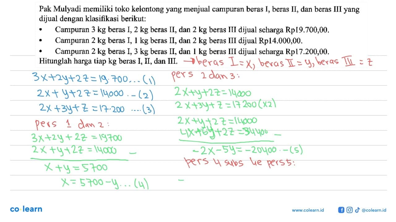 Pak Mulyadi memiliki toko kelontong yang menjual campuran