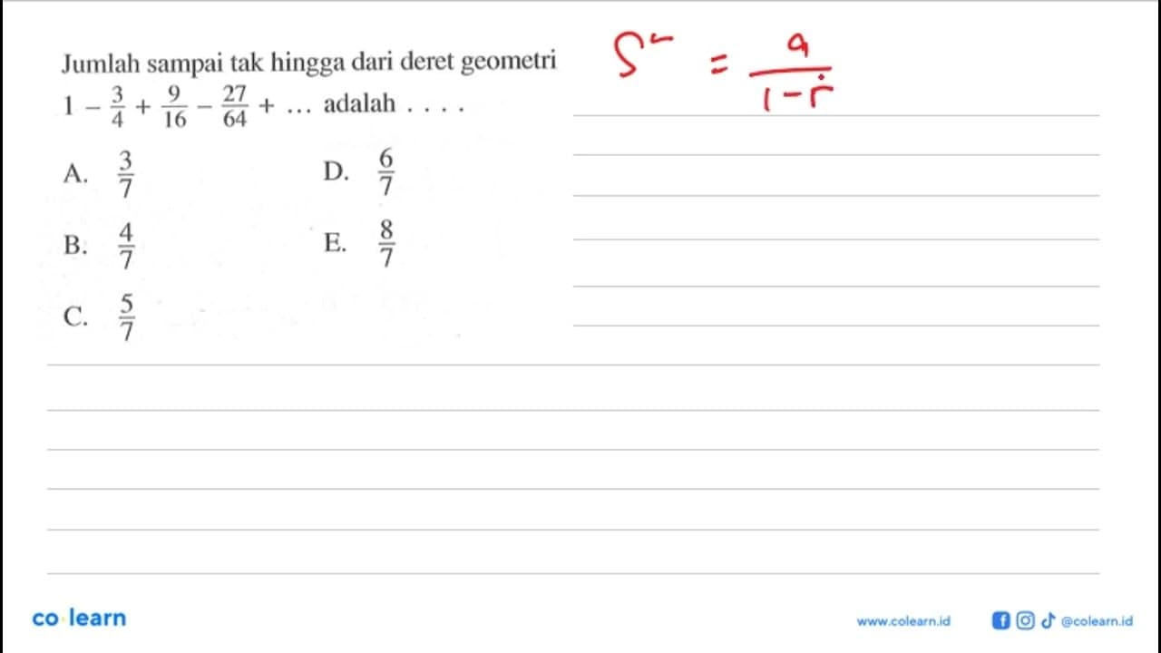 Jumlah sampai tak hingga dari deret geometri