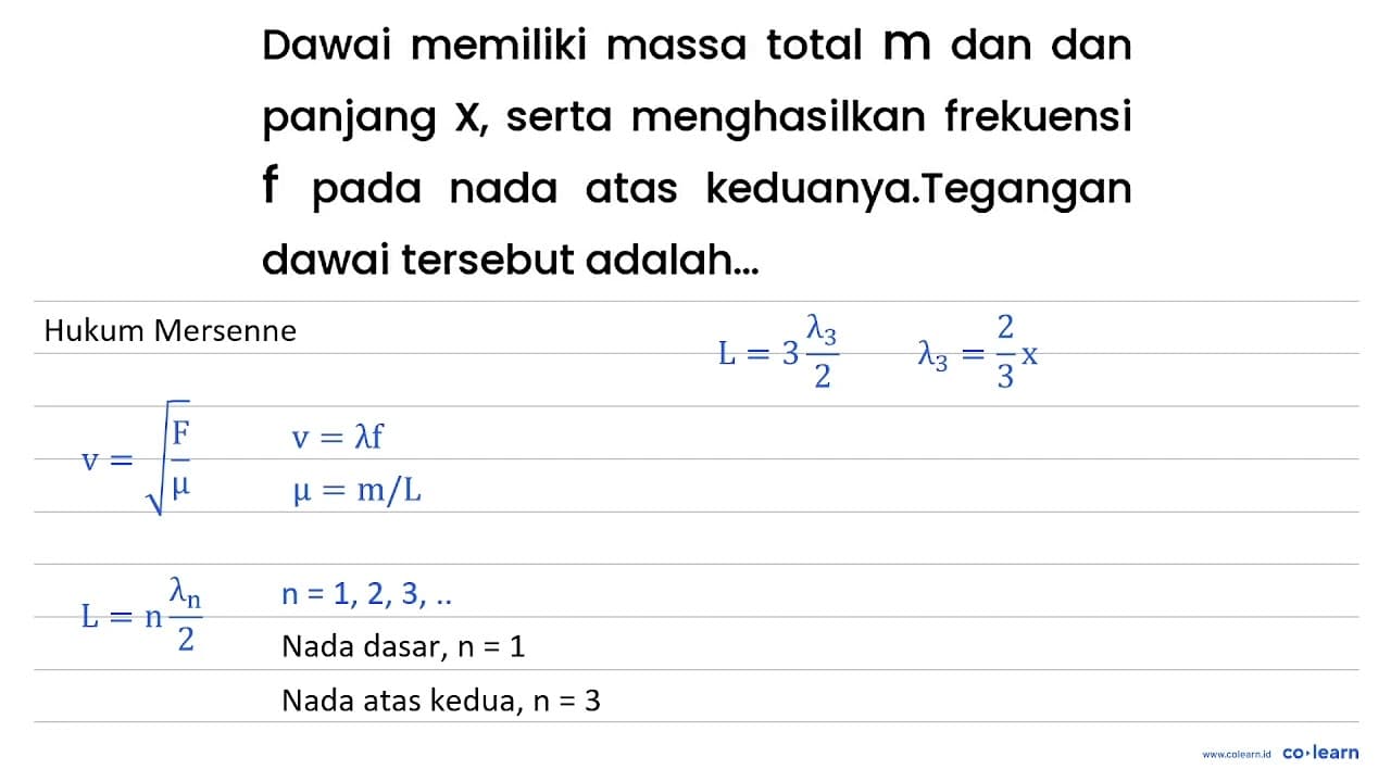 Dawai memiliki massa total m dan dan panjang X , serta