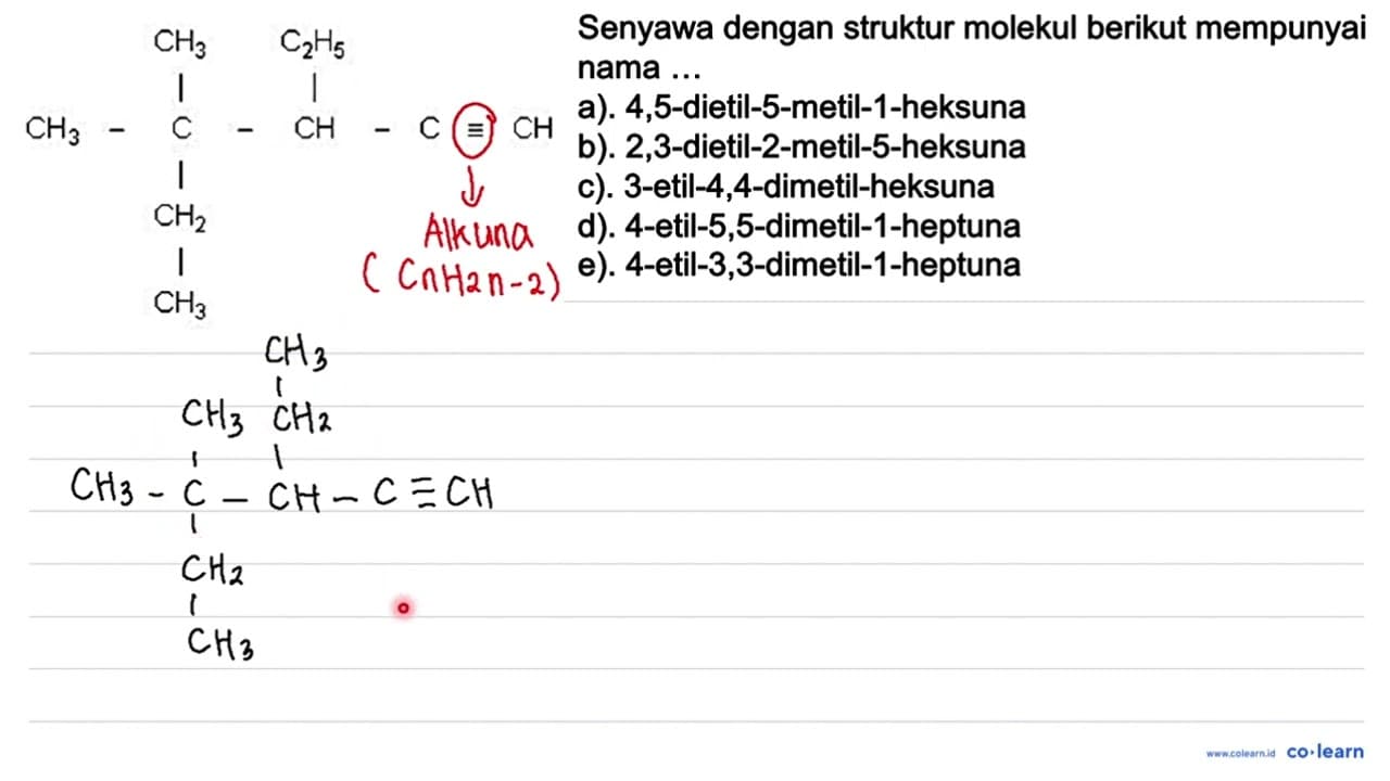 CH3 C2H5 CH3-C-CH-C ekuivalen CH CH2 CH3 Senyawa dengan