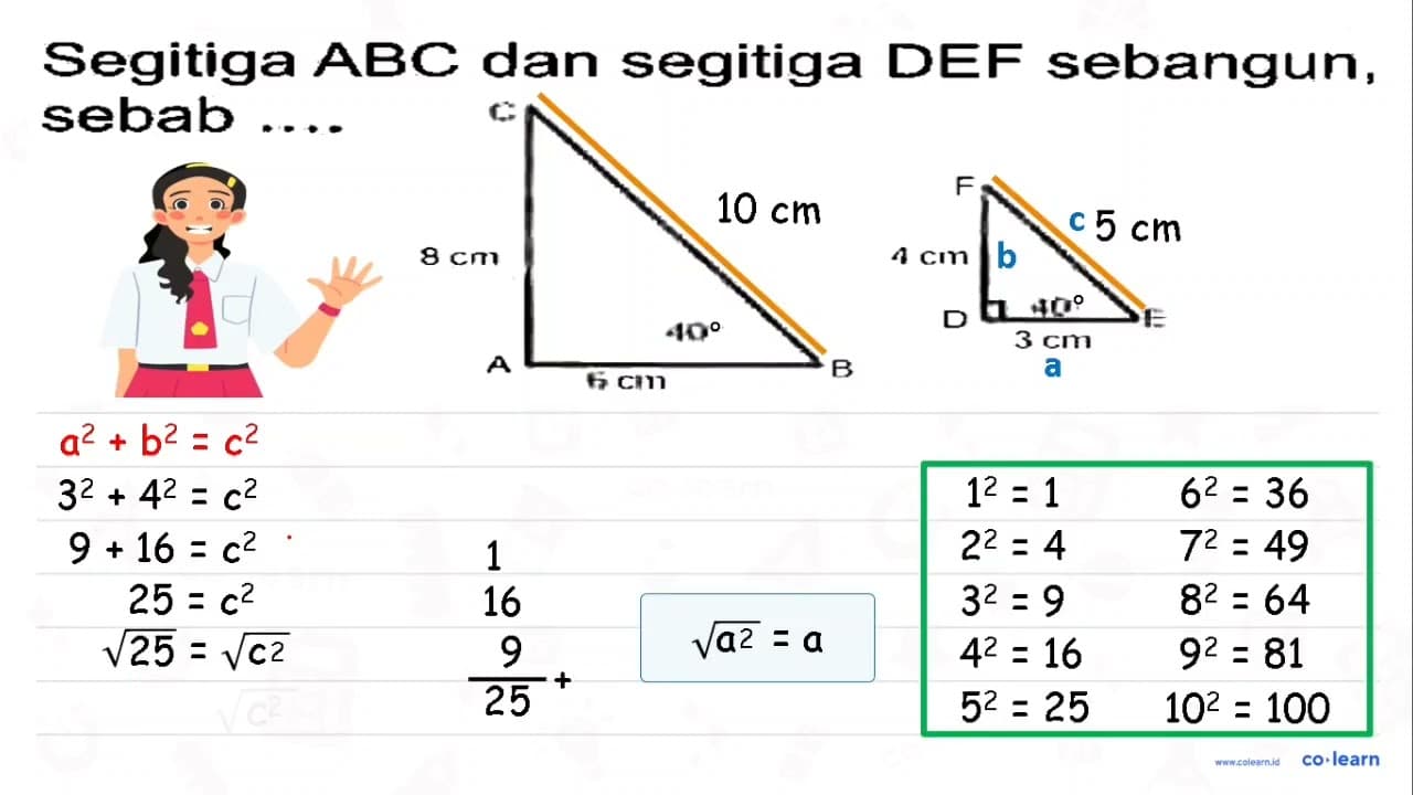 Segitiga A B C dan segitiga DEF sebangun,