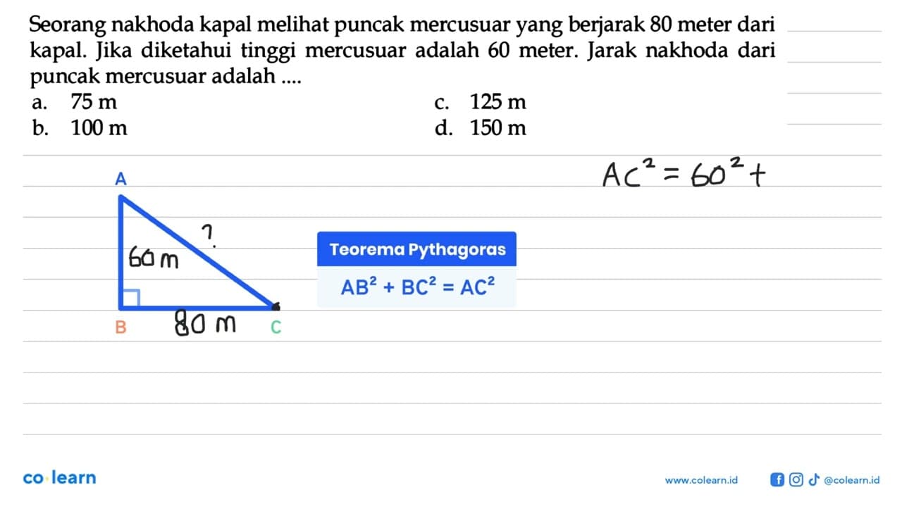 Seorang nakhoda kapal melihat puncak mercusuar yang