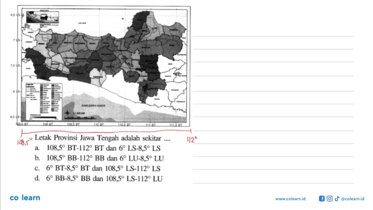 Letak Provinsi Jawa Tengah adalah sekitar...